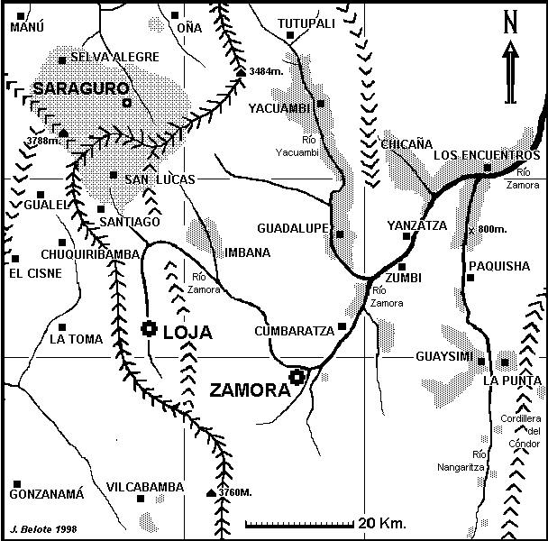 Map: Saraguro population distribution