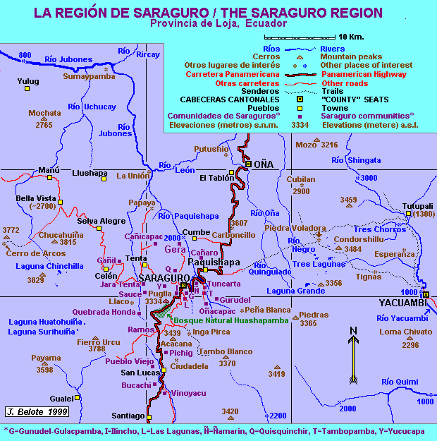 Map of the Saraguro region
