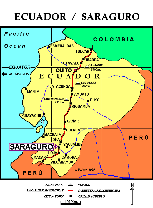 Map: Saraguro in Ecuador